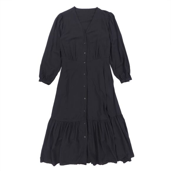 Uniqlo Dresses & Skirts - UNIQLO V-Neck 3/4-Sleeve Flare Dress Midi Button Down Minimal Cottagecore Boho